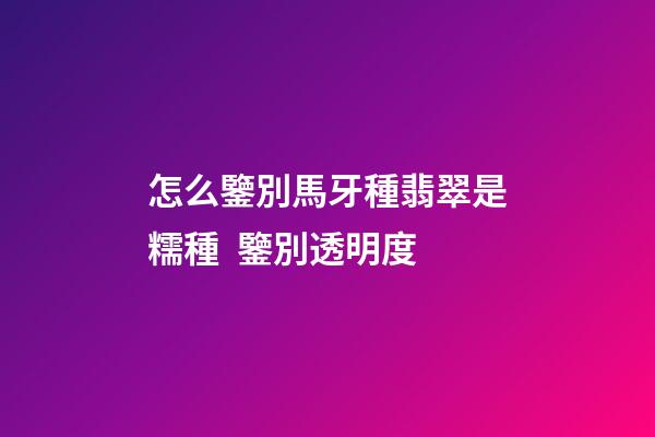 怎么鑒別馬牙種翡翠是糯種  鑒別透明度